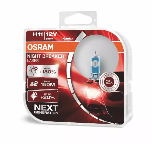 H11 Osram Night Breaker Laser +150%, 55W 12V, 2kpl - H8, H9, H10, H11, H13, H15, H16 - 8020100032 - 1